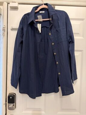 Casual Navy Button-Down Shirt